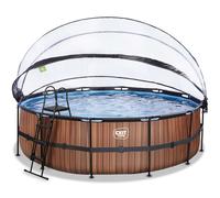 EXIT Wood Pool 16ft x 48in with Sand Filter Pump and Dome - Brown