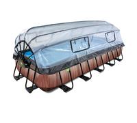 EXIT Wood pool 18ft x 8ft x 39in with sand filter pump and dome - brown