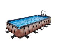 EXIT Wood pool 18ft x 8ft x 39in with sand filter pump - brown