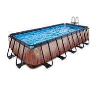 EXIT Wood pool 18ft x 8ft x 48in with sand filter pump - brown