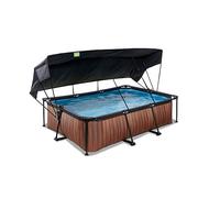 EXIT Wood Pool 7ft x 5ft X 25.6in with Filter Pump and Canopy - Brown