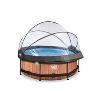 EXIT Wood pool 8ft x 30in with filter pump and dome - brown