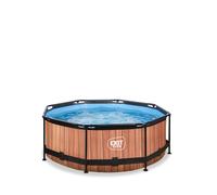 EXIT Wood pool 8ft x 30in with filter pump - brown