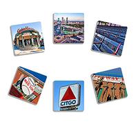 EXIT82ART - Rubber Drink Coasters (Set of 6). Boston. Absorbent. Dishwasher Safe.