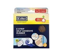 Exitex E Strip Self-Adhesive Rubber Seal - 5m Roll - Draught Excluder for Doors & Windows - Prevents Heat Loss, Blocks Dust, Dirt & Rain - Seals Gaps 2-4mm (Brown)