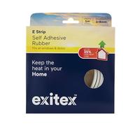 Exitex E Strip Self-Adhesive Rubber Seal - 5m Roll - Draught Excluder for Doors & Windows - Prevents Heat Loss, Blocks Dust, Dirt & Rain - Seals Gaps 2-4mm (White)