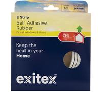 Exitex E Strip Self-Adhesive Rubber Seal (5M Roll), Draught Excluder For Doors & Windows, Seals Gaps 2mm To 4mm (White)
