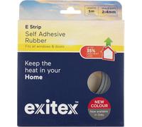 Exitex E Strip Self-Adhesive Rubber Seal (5M Roll), Draught Excluder For Doors & Windows, Seals Gaps 2mm To 4mm (Grey)