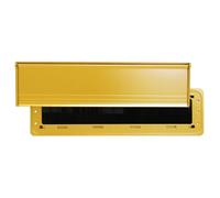 Exitex Internal Letterbox Draught Excluder with Flap, Aluminium Plate with Bristle Seal, Spring Closing Flap, Reduces Draughts & Dust, Saves Energy, Easy 5 Min Fit for Standard Letterboxes (Gold)