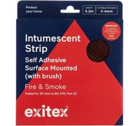 Exitex Self Adhesive Intumescent Fire Door Strip With Brush, 5.2M, Brown, Surface Mounted Door Seal, Fire & Smoke Seal