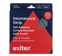 Exitex Self Adhesive Intumescent Fire Door Strip with Brush, 5.2m, Grey - Surface Mounted Door Seal, Fire & Smoke Seal, Easy Retrofit, 30 Minute Fire Protection