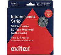Exitex Self Adhesive Intumescent Fire Door Strip With Brush, 5.2M, Grey, Surface Mounted Door Seal, Fire & Smoke Seal