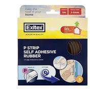 Exitex Self Adhesive P Strip Draught Excluder 5m - EPDM Rubber Weather Seal for Doors & Windows - Seals Gaps 2-5mm - Energy Saving Draft Stopper (Brown)