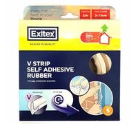 Exitex Self Adhesive V Strip Seal 5m Draught Proofing Rubber for Doors and Windows Stops Drafts 3 to 7 mm Gaps (White)