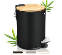 Exitoso 3L Small Bathroom Bin with Lid - Slim Bedroom Bin with Lid - Small Pedal Bin - Small Bin for Bedroom Black Bathroom Bin - Sanitary Bin Bedroom Rubbish Bin Toilet Bin Waste Bin for Bedroom