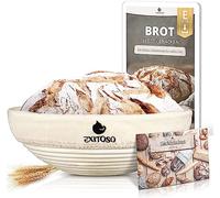 Exitoso Banneton Proofing Basket Ø25cm Round Rattan Sourdough Proving Basket - Bread Proofing Basket Set with Linen and Dough Scraper - Bread Proofer Bread Basket with Home Baker Starter Recipe Ebook
