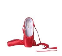 EXKURPOO Ballet Shoes Girls Ballerina Ballet Pointe Shoes Pink Red Women Satin Canvas For Dancing(Red,35)
