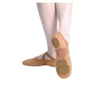 EXKURPOO Ballet Shoes Professional Gymnastics Shoes Soft Three Split Sole Women Girls Classical Dance Stretch Mesh Splice Ballet Slippers(Tan,38)