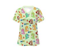 EXKURPOO Nurse's Uniform Clinical Uniform Woman Vet Tops V-Neck Short Sleeve with Micro Stretch Nurse(Color3,M)