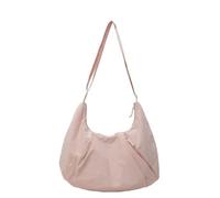 EXKURPOO Shoulder Bag Nylon Shoulder Bag Tote Bag Large Capacity Casual Dumpling Bag Solid Color Fold Oxford Cloth Underarm Bag Girls(Pink)