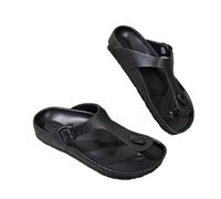 EXKURPOO Women's Flip Flops Ladies' Casual Simple Buckle Flat Heel Set With Clip On Feet Flip Flops In Large Size(Black,44-45)