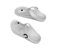 EXKURPOO Women's Flip Flops Ladies' Casual Simple Buckle Flat Heel Set With Clip On Feet Flip Flops In Large Size(WHITE,44-45)