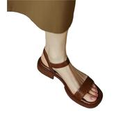 EXKURPOO Women's Sandals Summer Women Sandals Low Heels Basic Concise Ladies Casual Outdoor Shoes(Brown,42)