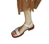 EXKURPOO Women's Sandals Summer Women Sandals Low Heels Basic Concise Ladies Casual Outdoor Shoes(WHITE,39)