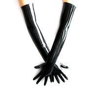 EXLATEX Latex Rubber Black Long Gloves club Outfits Costume Accessory Plus Size (Large, Black)