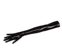 EXLATEX Women's Latex Black Long Gloves Outfits Costume Accessory (Small)