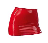 EXLATEX Women's Latex Rubber Gummi Black Mini Skirt - Red - Large