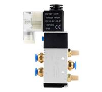 EXLECO 12 V Pneumatic Solenoid Valve DC Electric Solenoid Valve 1/4 Inch 5-Way 2 Positions with Connector Silencer Solenoid Compressed Air Valve Aluminium Gas Regulator for Pneumatic System
