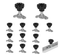 EXLECO 12 x Screw Fitting Airline Rail M8 x 40 Airline Fitting Black Star Grip Nut Airline Fitting Accessories End Fitting for Lashing Rails 500daN Galvanised Airline Fitting