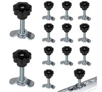 EXLECO 12x Screw Fitting Airline Rail M8 x 60 Airline Fitting Black Star Handle Airline Fitting Accessories End Fitting for Lashing Rails 500daN Galvanised Airline Fitting