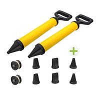 EXLECO 2 pieces mortar syringe, grout gun for mortar joint syringe with accessories, hand mortar pump, mortar press, mortar syringe with 8 nozzles, 2 replacement rubber pistons
