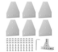 EXLECO 6 Corner Bracket Connection Plate Aluminium Profile 20 x 20 Corner Bracket Plate Corner Angle Plate Outer Profile T Profile Aluminium with Nuts Screws Wrench for 6 mm Slot Aluminium Profile