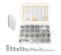 EXLECO 666 Pieces Grub Screws Set M2 M3 M4 M5 M6 M8 Worm Screw Stainless Steel Hexagon Socket Grub Screws Assortment Allen Screw with Wrench, Hex Screws for Door Handles Door Handle Silver