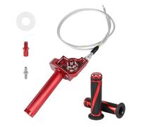 EXLECO Motorcycle Throttle Grip 22 mm CNC Allu Handlebar Grips Quick Rotation Throttle Wrist Kit with 1.2 m Cable & Motorcycle Handle, Quick Pull Gas Handle ATV Dirt Bike Red