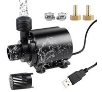 EXLECO USB Aquarium Fish Tank Pump 500L/H 4W Submersible Mini Water Pump Small Fountain Filter Pump Ultra Quiet with 1.8 m Cable 2 Brass Nozzle