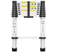Exleiter 2.6M Telescoping Ladder, Aluminum Lightweight Multi-Purpose Collapsible Extension Folding Telescopic Ladders for RV, Attic, Daily Use at Home, 330lbs Max Capacity