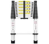 Exleiter 3.8M Telescoping Ladder, Aluminum Lightweight Multi-Purpose Telescopic Ladder Collapsible Extension Ladder Folding Ladder for RV, Attic, Daily Use at Home, 330lbs Max Capacity