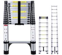 Exleiter Telescopic Ladder 4.5M/14.8FT, Portable Aluminium Extension Ladder, Multi Purpose Adjustable Height Extendable Loft Ladders for Roof Attic Caravans