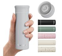 Exllena 250ml Mini Thermal Flask - 100% Leakproof Pocket Travel Mug for Flat White Coffee & Tea - Slim Stainless Steel Small Water Bottle for Handbag, Commute, Milk - BPA Free(Urban Gray)