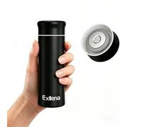 Exllena 250ml Mini Thermal Flask - 100% Leakproof Pocket Travel Mug for Flat White Coffee & Tea - Slim Stainless Steel Small Water Bottle for Handbag, Commute, Milk - BPA Free(Matte Black)