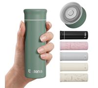 Exllena 250ml Mini Thermal Flask - 100% Leakproof Pocket Travel Mug for Flat White Coffee & Tea - Slim Stainless Steel Small Water Bottle for Handbag, Commute, Milk - BPA Free(Dusty Green)