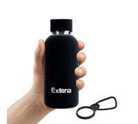 Exllena Double Wall Vacuum Insulated 350ml Bottle with Clip - Keeps Drinks Cold/Hot Up to 24/12 Hrs - BPA Free (Black)
