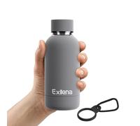 Exllena Grey BPA Free Small Insulated Water Bottle, Vacuum Keeps Drinks Cold Up to 24 Hrs, Hot Up to 12 Hrs - 350ml with Clip for Handbag