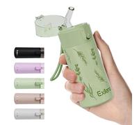 Exllena Small Water Bottle 150ml with Straw - Small Flask with One-Hand Open Design, Leak-Proof Locking Lid, 4-6 Hours Hot/Cold Retention and Portable for Coffee, Milk, or Any Beverage(Floral)