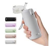 Exllena Small Water Bottle 150ml with Straw - Small Flask with One-Hand Open Design, Leak-Proof Locking Lid, 4-6 Hours Hot/Cold Retention and Portable for Coffee, Milk, or Any Beverage(Light Grey)