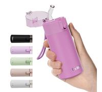 Exllena Small Water Bottle 150ml with Straw - Small Flask with One-Hand Open Design, Leak-Proof Locking Lid, 4-6 Hours Hot/Cold Retention and Portable for Coffee, Milk, or Any Beverage(Lavender)
